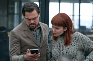 Leonardo DiCaprio and Jennifer Lawrence in Don't Look Up