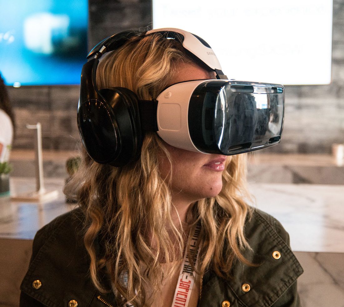 Woman using a VR headset