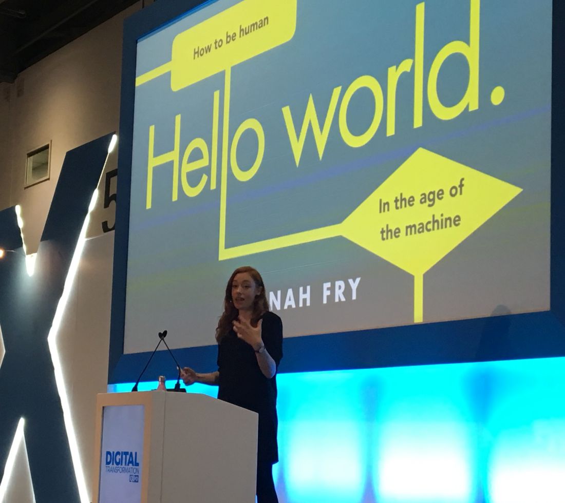 Hannah Fry, speaking at IPExpo 2018